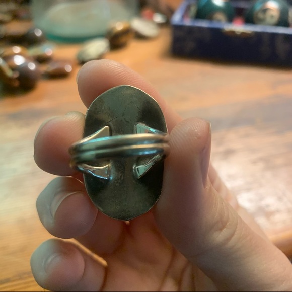 💔SOLD💔 Turquoise and Sterling Silver Oval Ring - Picture 4 of 4